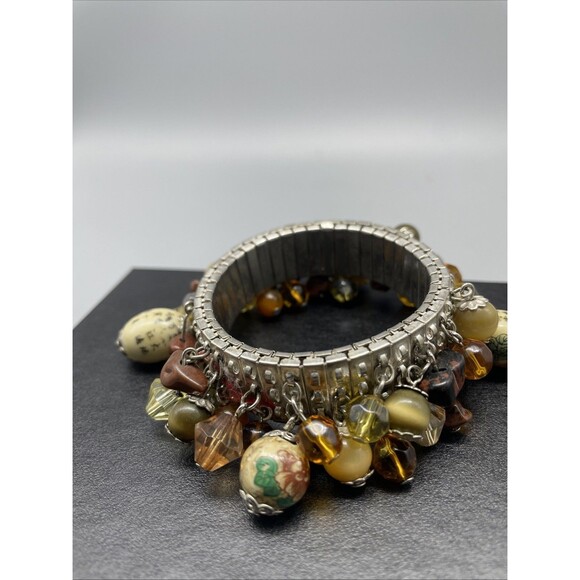 Vintage Cha-Cha Accordion Expansion Bracelet Asian Egg Bead Charms - Picture 3 of 5